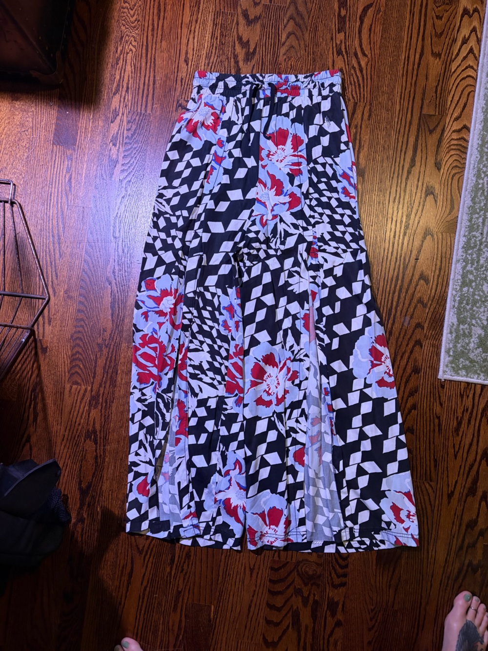 Black Floral & geometric with dark pink and Light Blue Accents